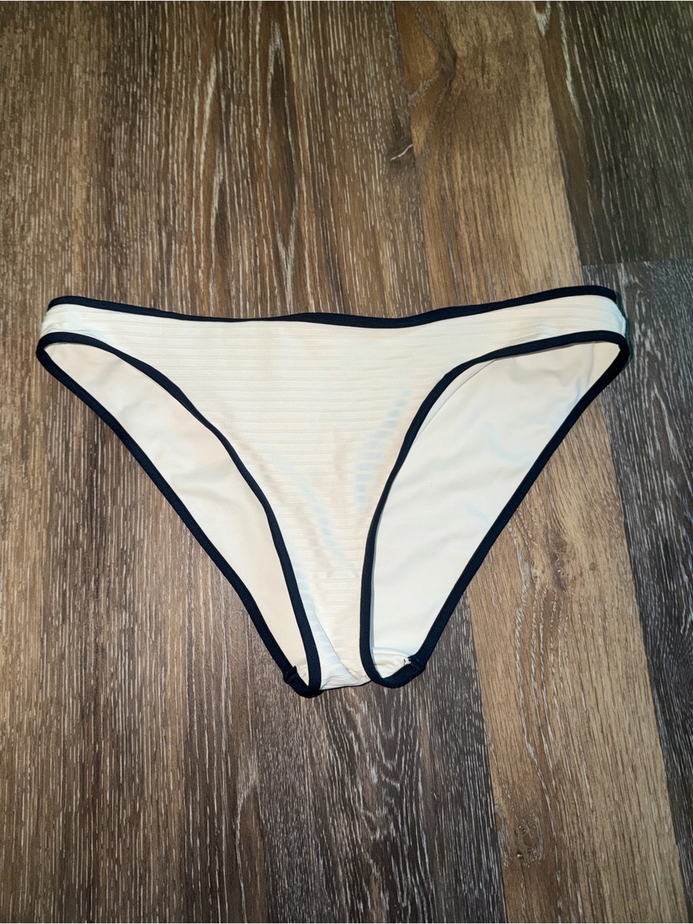 Cream Bikini Bottom with Black Trim